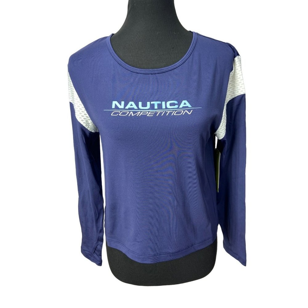 Nautica Competition Womens Navy Blue Long Sleeve Performance Top GT2101 Size M